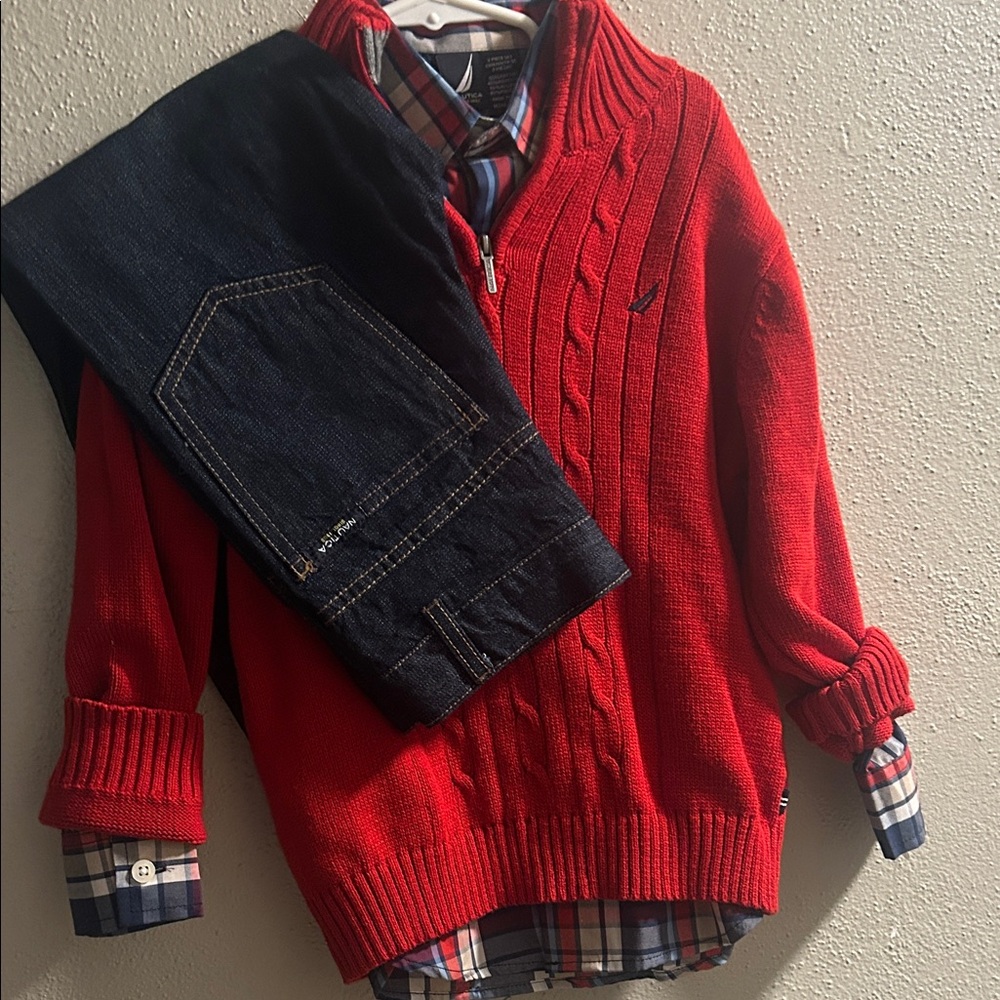 Nautica Kids Red Cable Knit Set